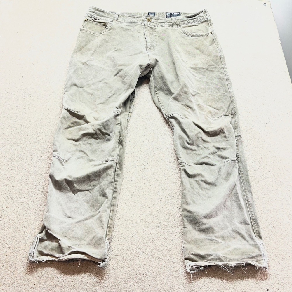 Kuhl Rydr Pants Mens 40x30 Tan Brown Distressed Vintage Patina Dye Workwear
